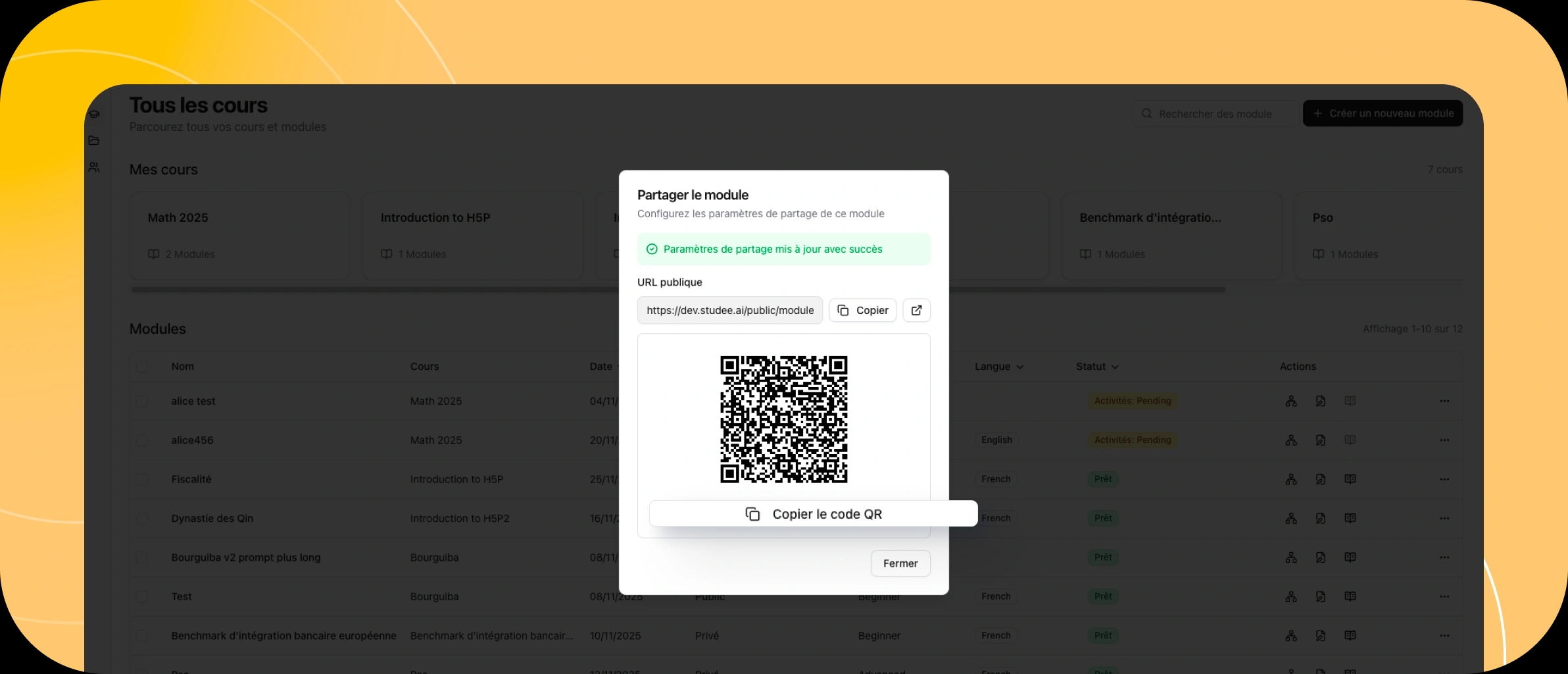 Publiez et partagez vos modules
